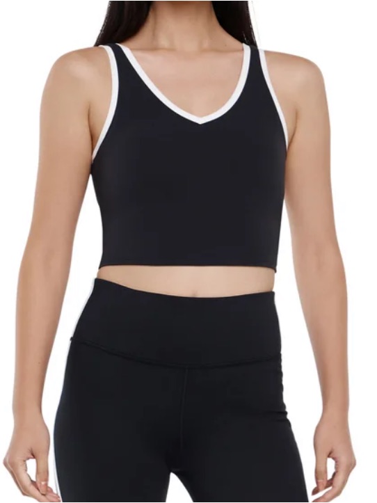 Gapfit Black V-Neck Crop Tank With White Trim